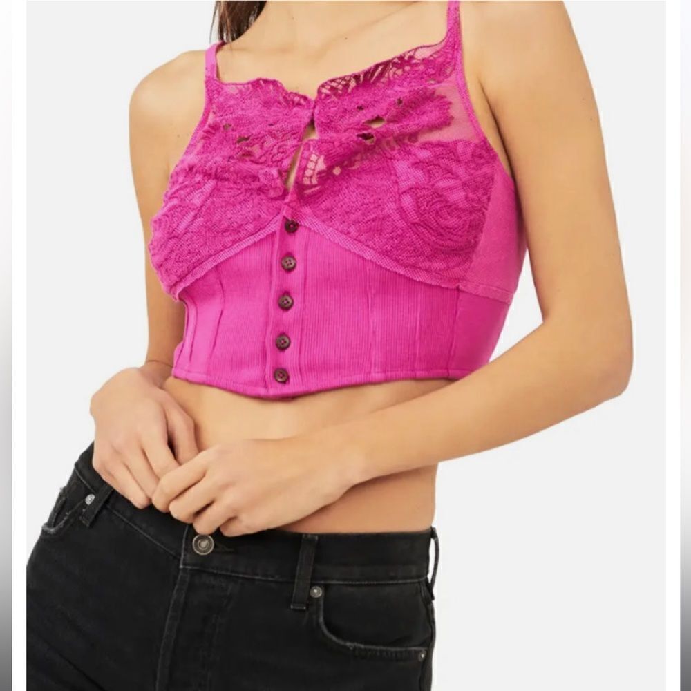 NWT- Free People Have My Heart Tank in Raspberry Sherbert -Size XS